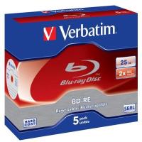 Диск BD Verbatim BD-RE 25Gb 2x Jewel 5шт Hard Coat Фото