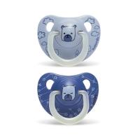 Пустышка Suavinex Мишка, 6-18 мес ночная 2 шт Фото