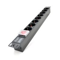 Силовой блок PiPo 19" 8 розеток, без кабеля, выключатель, алюм. корп Фото