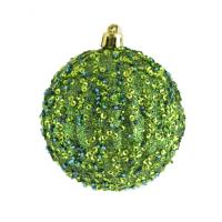 Елочная игрушка YES! Fun Лиственный с пайетками темно зеленый 8 см Фото