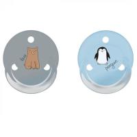 Пустушка Baby-Nova Penguin&Bear Uni 0-24 міс., блакитна/сіра, 2 шт. Фото