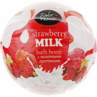 Бомбочка для ванны Dolce Vero Strawberry з протеїнами молока червона 75 г Фото
