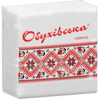Салфетки столовые Обухівський 1 слой белые 23х24 см 80 шт. Фото