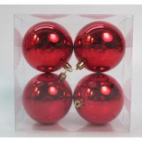 Ялинкова іграшка Novogod`ko набір куль пластик, 8см, 4 шт, червоний глянець Фото