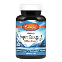 Жирні кислоти Carlson Супер Омега-3, 1200 мг, Super Omega-3, 100 желати Фото