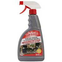Спрей для чистки кухни San Clean для полировки изделий из стали и металла 500 г Фото