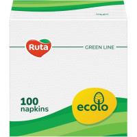Салфетки столовые Ruta Ecolo Белые 1 слой 24х24 см 100 шт. Фото