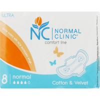 Гігієнічні прокладки Normal Clinic Ultra Cotton & Velvet Normal 8 шт. Фото
