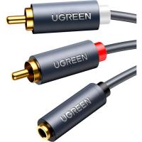 Кабель мультимедийный Ugreen 3.5mm F to 2xRCA M 0.25m Black Фото
