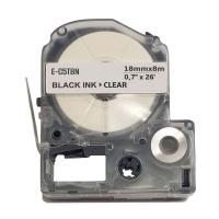 Стрічка для принтера етикеток UKRMARK E-5TBN, 18мм х 8м, black on transparent, совместим Фото