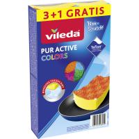 Губки кухонные Vileda Pur Active Colors для тефлону 4 шт. Фото