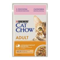 Вологий корм для кішок Purina Cat Chow Adult з лососем і зеленою квасолею в желе 85г Фото