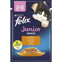 Вологий корм для кішок Purina Felix Fantastic Junior з куркою в желе 85 г Фото