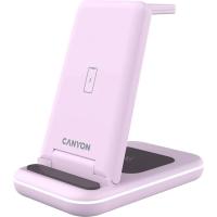 Зарядний пристрій Canyon WS-304 Foldable 3in1 Wireless charger Iced Pink Фото