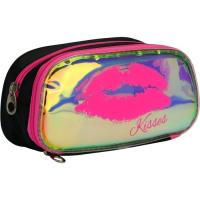 Пенал Cool For School 2 отделения неоновый с помпоном Розовый Фото