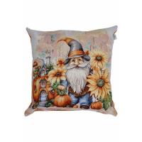 Наволочка Прованс гобеленовая декоративная Тыквенные гномы с домиком Фото