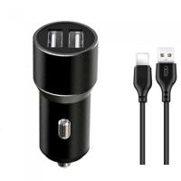 Зарядное устройство XO TZ09 2.4A/2 USB + cable lightning Black Фото