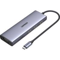 Концентратор Ugreen USB3.1 Type-C to HDMI60Hz/VGA/USB 3.0х3/RJ45/SD/TF Фото