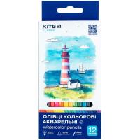 Карандаши цветные Kite Classic акварельні, 12 кольорів Фото
