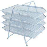 Лоток для бумаг Axent горизонтальный 4-в-1, металлический, белый Фото