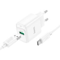 Зарядное устройство HOCO C140A Smart USB QC3.0 + cable USB to USB-C White Фото