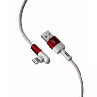 Дата кабель XO USB 2.0 AM to Lightning 1.0m 2.4A 90° corner white Фото