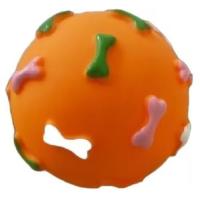 Игрушка для собак MISOKO&CO Мячик с косточками оранжевый 7.6 см Фото