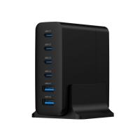 Зарядное устройство Gembird 4xUSB-C PD25W + 2xUSB QC3.0 18W black Фото