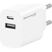 Зарядное устройство Grand-X 1xUSB-C + 1xUSB 21W OCP white Фото