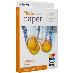 Фотобумага ColorWay A4 180г glossy 100л, картон-пак Фото 1
