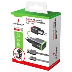 Зарядное устройство E-power 2 * USB 2.1A + кабель Lightning Фото