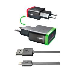Зарядное устройство E-power 2 * USB 2.1A + кабель Lightning Фото 1