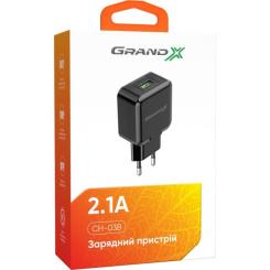 Зарядное устройство Grand-X CH-03B (5V/2,1A) Black Фото 4