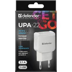 Зарядное устройство Defender UPA-22 white, 2xUSB, 2.1A Фото 3