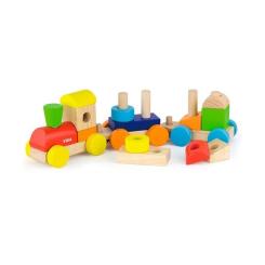 Развивающая игрушка Viga Toys Поезд цветной из кубиков Фото 2