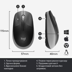 Мышка Logitech M190 Mid Grey Фото 4