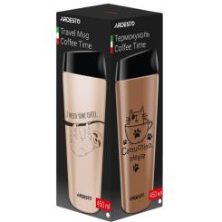 Термокружка Ardesto Coffee Time Raccoon 450 мл Brown Фото 2