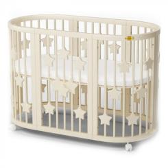 Кроватка Ingvart SMART BED ROUND со звездочками молочный Фото