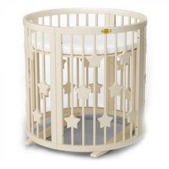 Кроватка Ingvart SMART BED ROUND со звездочками молочный Фото 1