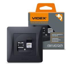 Компьютерная розетка Videx BINERA CAT6 одинарна черн Фото 3