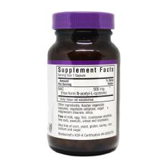 Аминокислота Bluebonnet Nutrition NAC (N-Ацетил-L-Цистеин) 500мг, 60 гелевих капсул Фото 1