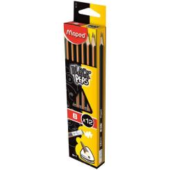 Карандаш графитный Maped BLACK PEPS, B, с ластиком Фото 1