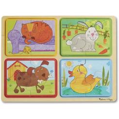 Пазл Melissa&Doug деревянные в футляре "Игривые друзья" Фото 1