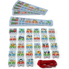 Развивающая игрушка Melissa&Doug деревянная шнуровка-паровозик "Алфавит" Фото 3