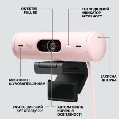 Веб-камера Logitech Brio 500 Rose Фото 5