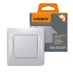 Выключатель Videx BINERA 1кл серебряный шёлк Фото 3