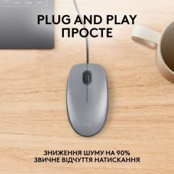 Мышка Logitech M110 Silent USB Mid Gray Фото 2