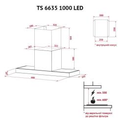 Вытяжка кухонная Perfelli TS 6635 I/WH 1000 LED Фото 10