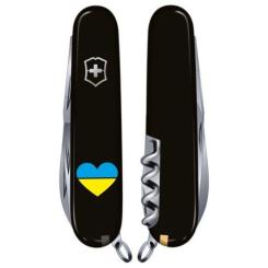 Нож Victorinox Climber Ukraine Black "Серце жовто-блакитне" Фото 1