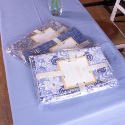 Скатерть MirSon Рогожа №217 Blue Patterns 130x130 см Фото 3